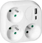 Orno Rozgałęźnik 3x2P+Z su ładowarką USB-A+C, 15,5 W, balta