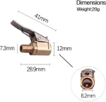 Eupneicu 8 mm automobilio ventilio adapteris [4 vnt. pakuotė], žalvarinis padangų ventilio oro siurblio spaustukas, dviračio ventilio adapteris padangų ventiliams su ventilio sriegiu automobiliui, dviračiui, motociklui, kompresoriui