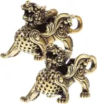 Amosfun 2 vienetų feng shui kylin statula žalvarinė pora turtų auksinė chi lin skulptūra sėkmės piyao figūrėlė amatų ornamentai svetainės biuras