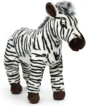 Uni-toys - zebra stovinti - 31 cm (auk&scaron;tis) - pliu&scaron;inis arklys - pliu&scaron;inis žaislas, mink&scaron;tas žaislas, juoda ir balta