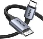 Ugreen 10 Gbps Micro B į Usb C nailoninis Usb Type C 3.1 kabelis i&scaron;oriniam standžiajam diskui, suderinamas su Usb 3.0 standžiojo disko dėklu (0,5 m)