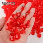 Bigkego 500 &scaron;irdelių ir deimantų kristalų pakuotė, 12 mm raudoni dekoratyviniai akmenys, dekoratyvinės akrilinės &scaron;irdelės, dekoracija, konfeti, blizgantys konfeti, stalo dekoracija "pasidaryk pats" dekoravimui, vestuvėms, sužadėtuvėms