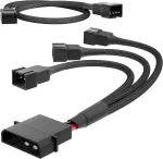 Kabeldirekt 2 kontaktų Molex 12v į 3 x 15cm 2 kontaktų ventiliatoriaus Y kabelį + 30cm Pwm ventiliatoriaus ilginamasis kabelis