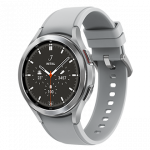 I&scaron;manusis laikrodis Samsung Galaxy Watch 4 Classic LTE (46 mm), Sidabrinės spalvos korpusas su pilkos spalvos dirželiu