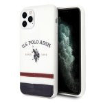 Dėklas &bdquo;Us Polo Assn&ldquo; &bdquo;US Polo&ldquo; USHCN65PCSTRB &bdquo;iPhone 11 Pro Maxbaltos spalvos trispalvių ra&scaron;tų kolekcija&ldquo;