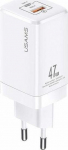 USAMS Tinklo įkroviklis T41 USB-C+USB GaN 47W PD+QC (only head) Fast Charging baltos spalvos CC137TC02 (US-CC137)