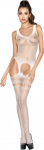 Passion Woman Passion BS038 Bodystocking Baltas - Elegant Embroidered Mesh, One Size