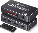 &bdquo;Techly 367171&ldquo; 3 prievadų HDMI 2.0b 4K * 60Hz 3x1 jungiklis su IR &scaron;altiniu