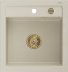 Granitinė virtuvinė plautuvė Mexen Vito su sifonu, rusvai gelsvas+Gold, 520 x 490 mm