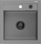 Granitinė virtuvinė plautuvė Mexen Vito su sifonu, Pilkas+Juodas, 520 x 490 mm