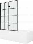 Vonia Mexen Cubik su apdaila ir stiklo sienele, 170x70 cm + 120 cm (II), Baltas+Juodas grid