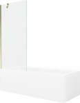 Vonia Mexen Cubik su apdaila ir stiklo sienele, 160x70 cm + 80 cm, Baltas+Gold/Transparent
