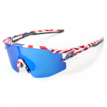 Rockbros Polarized dviratininko akiniai su UV apsauga ir Corrective Insert Mėlyna Lenses – USA Pattern – baltos spalvos