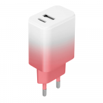 Setty charger USB + USB-C 20W LSIG-AC-20 baltas-pink gradient