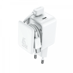 Joyroom JR-TCL05 45W GaN Wall Charger with Cable Organizer - baltos spalvos