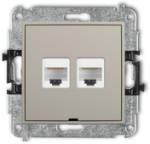 Karlik Elektrotechnik 60MGKBO-2 MINI Dvigubas kompiuterio lizdo mechanizmas 2xRJ45, kat. 5e, 8 kontaktų, be ženklinimo lauko taupe 60MGKBO-2