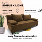 Sofa Meb & Podrez Dvivietis i&scaron;skleidžiamas sofos Simple X Light, be porankių, Podrez,, rudos spalvos