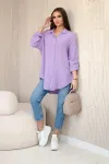 Moteri&scaron;ka oversize medvilninė mu&scaron;elino palaidinė, violetinė
