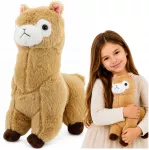 Lean Toys Pliu&scaron;inis žaislas alpaka, kreminė su rudais akcentais, 38 &times; 26 &times; 15 cm
