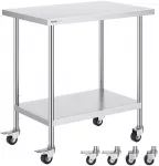 Nerūdijančio plieno darbastalis 610x914x954.6 mm. 4 ratukai. 3 auk&scaron;čio lygiai. sidabrinis
