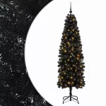 Dirbtinė siaura kalėdinė eglutė su žaisliuku 180 cm 300 LED