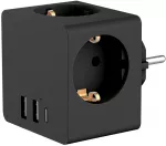 Accezz PowerCube | 6-in-1 – 1x USB-C + 2x USB-A + 3x lizdai – 4000 W – Juodas