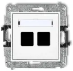 Karlik Mini dvigubo multimedijų lizdo mechanizmas be modulio (Keystone standartas) baltas matinis (25MGM-2P)