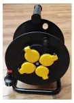 Elgotech Būgninis ilgintuvas 4 lizdų x 2P+Z 50 m su apsauginiu dangteliu, terminis, guma / neoprenas H07RN-F3G1,5 IP44 230V AC (LT033989)