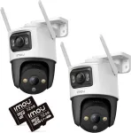 Rinkinys 2 IP kamerų IMOU Cruiser Dual 10MP (5MP + 5MP) su 32GB atminties kortelėmis
