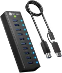 HUB USB Icy Box Box 10-Port USB 3.2 Gen 2 (10 Gpbs) Hub su 1x portem ładowania tabletu, su adapteriu 12 V/4 A, całkowicie metalowy (Club Hub 6110)