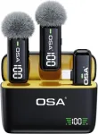 Osa atvartinis mikrofonas telefonui su įkrovimo dėklu ir siųstuvu, skaitmeninis ekranas, 2 vnt. rinkinys, skirtas Usb C telefonui, įra&scaron;ymui, profesionaliam vaizdo įra&scaron;ymui, atlapinis mikrofonas