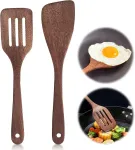 2 medinių mentelių rinkinys, medinės mentelės maisto gaminimui, medinė mentelė, virtuvė su grūdeliais, ilga rankena, nelimpanti medinė mentelė wok keptuvei su nelimpančia danga