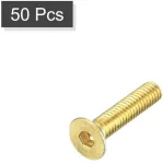 Sourcing map varžtai su plok&scaron;čia galvute m2.5 - 0.45 x 12 mm žalvarinis &scaron;e&scaron;iakampis lizdas, 50 vnt.