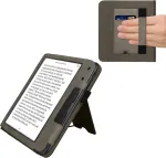 Kwmobile Apsauginis dėklas, suderinamas su Kobo Kobo Libra Colour / Tolino Vision Colour atverčiamu dėklu - dėklas su rankos dirželiu - Heart Pilkas