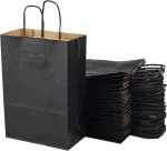 50 juodų kraft popierinių pirkinių mai&scaron;elių su rankenomis - 20 x 10 x 29.2 cm - pirkinių mai&scaron;elis / dovanų pakavimas gimtadieniui, kalėdoms, vestuvėms