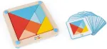 Janod - Essentiel - Tangram - medinis edukacinis žaidimas kūdikiams ir mažiems vaikams - dažai vandens pagrindu - nuo 2 metų, J05070, juodas