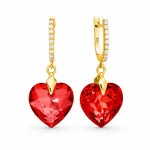 Diamond Sky Jewelry Sidabriniai auskarai moterims DiamondSky &bdquo;Romantic Heart III (Light Siam)&ldquo; su Swarovski kristalais