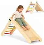Medinė žaidimų aik&scaron;telė vaikams, Montessori laipiojimo rinkinys su kopėčiomis ir rampa HENRY ECOTOYS