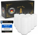 K&ouml;nig&reg; The Original! Premium žvakės stulpeliai - pagaminta Vokietijoje - 10 žvakių rinkinys su ilgu degimo laiku - balta - 40 x 90 mm
