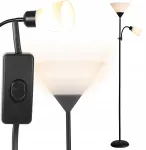 Modernus pastatomas &scaron;viestuvas E27 + E14 180cm stovintis naktinis skaitymui 2in1