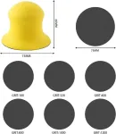 Zyiphor 2 dalių 3 colių &scaron;lifavimo blokas Velcro rinkinys, kabliukų ir kilpų rankinis &scaron;lifavimo blokas poliravimui, rankinis apvalus &scaron;lifavimo blokas su 30 &scaron;lifavimo popieriaus lapų, rankinis &scaron;lifuoklis apvalus Velcro skirtas "pasidaryk pats" medienos ...