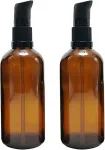 2 x 100ml Gintarinio Stiklo Buteliukai su Pompa Losjonui