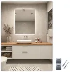 Led veidrodis cob 480/1m su led ap&scaron;vietimu, atsparus vandeniui, maitinimo &scaron;altinis 50x60 cm