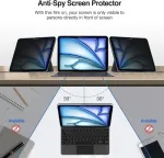 Procase privatumo apsauginis stiklas, skirtas Ipad Air 11 colių M3 2025/m2 2024, grūdinto stiklo ekrano apsauga, privatumą saugantis stiklas, apsauga nuo &scaron;nipinėjimo, privati privatumo plėvelė, 1 vnt.