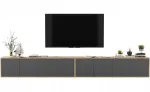 TV staliukas Pakabinama loft stiliaus komoda Tv spintele grafitas Mat 300 cm