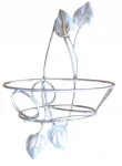 Sieninis metalinis pakabinamas gėlių stovas vienam vazonui, baltas, Vintage stiliaus, obelis, 36 cm