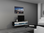 Cama Meble TV staliukas VIGO '140', 30/140/40 (spalva: Juoda/Blizgi balta)
