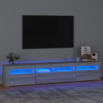 TV staliukas Televizoriaus spintelė su LED, pilka ąžuolo, 210x35x40cm