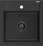 Granitinė virtuvinė plautuvė Mexen Vito su sifonu, Metallic juodas/sidabrinis+Juodas, 520 x 490 mm