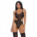 Forplay Sweet Siren Pin-Striped Lace Teddy XL - Elegant Sheer Bodysuit